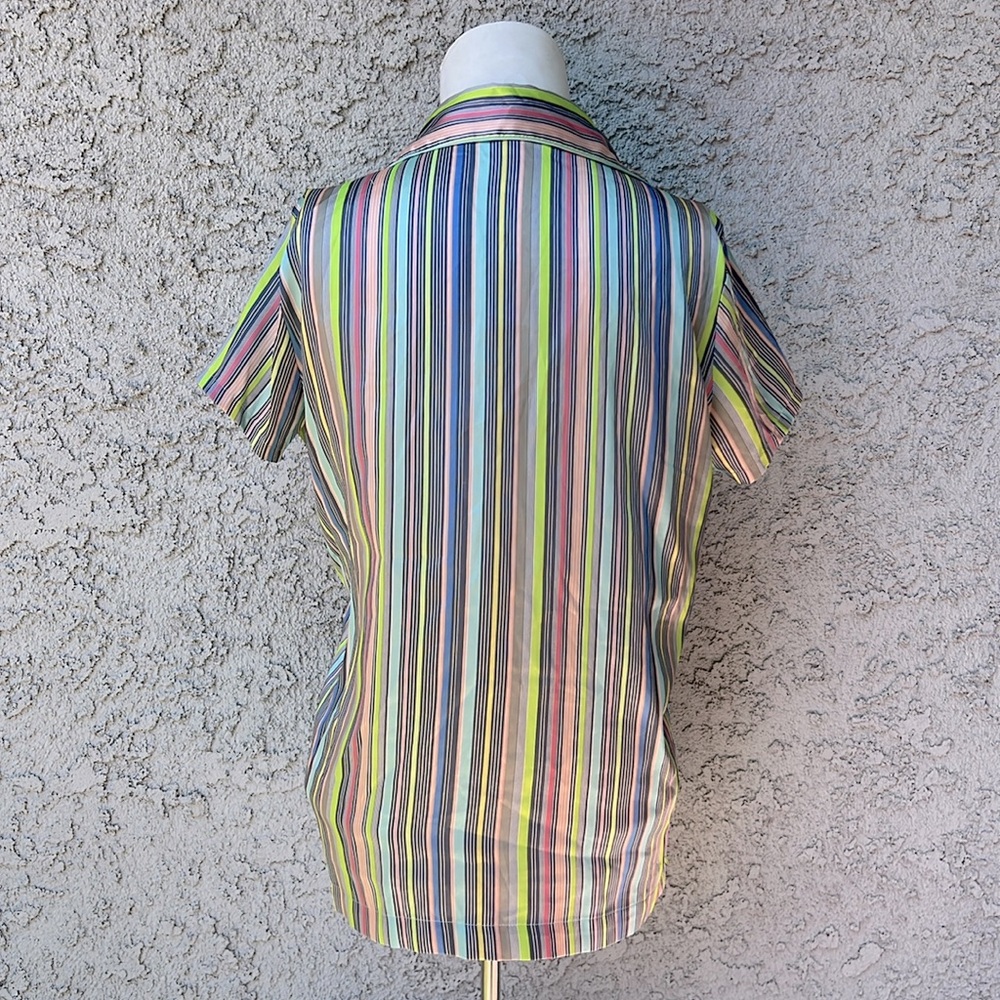 Victoria's Secret Multicolor Striped Satin Button Down Sleep Shirt Pajama Top XS - Picture 6 of 7
